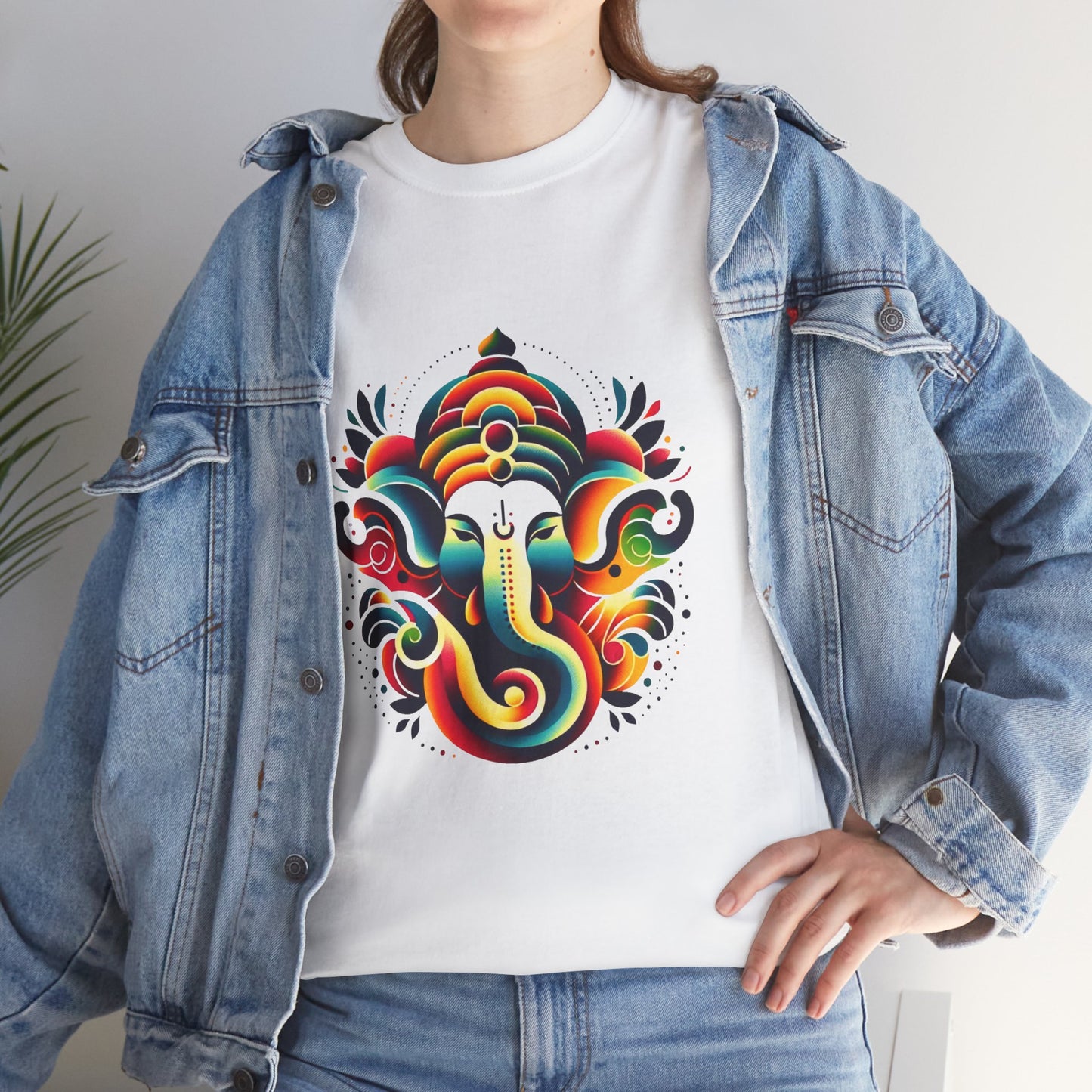 Exclusive White Unisex T-Shirt – Colorful Abstract Lord Ganesha Design
