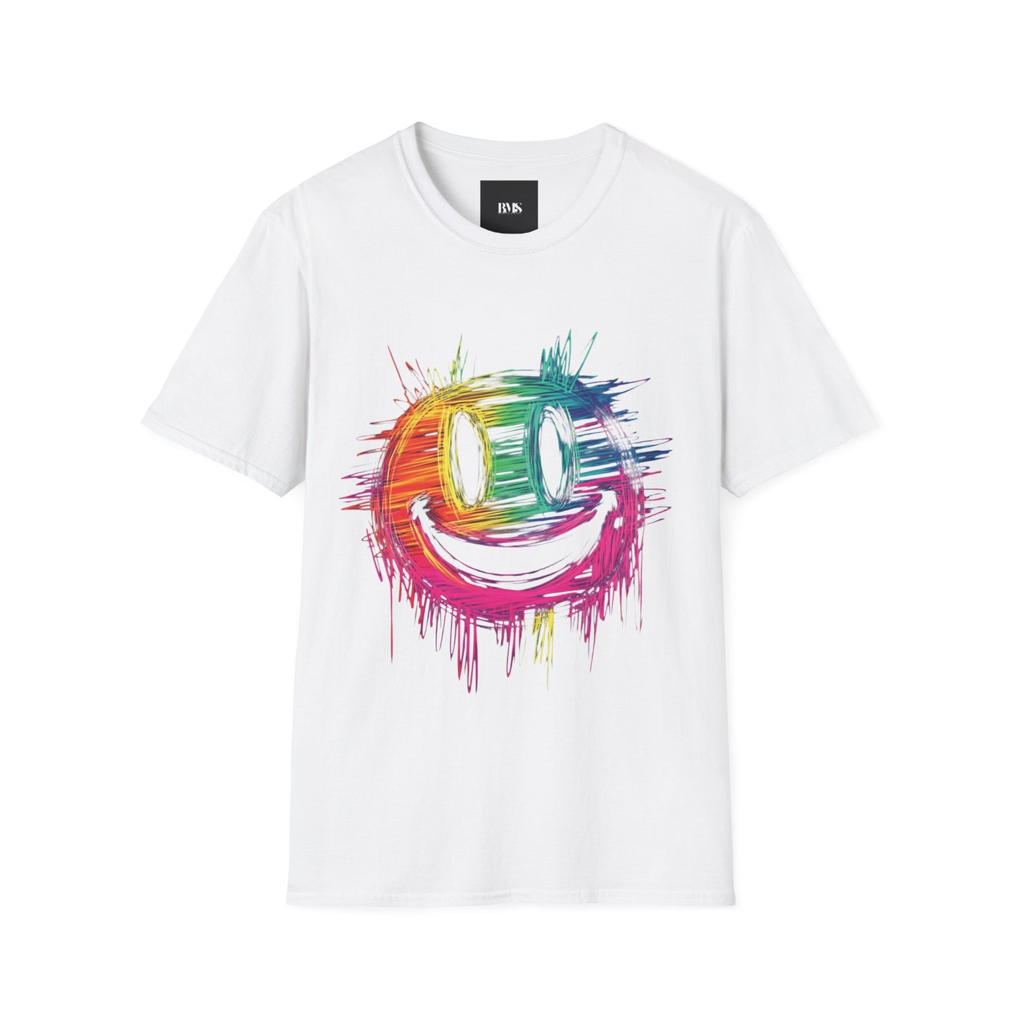 Smiling Colourful Face Graphic T-Shirt – Artistic Festival Streetwear Tee (UK Exclusive)