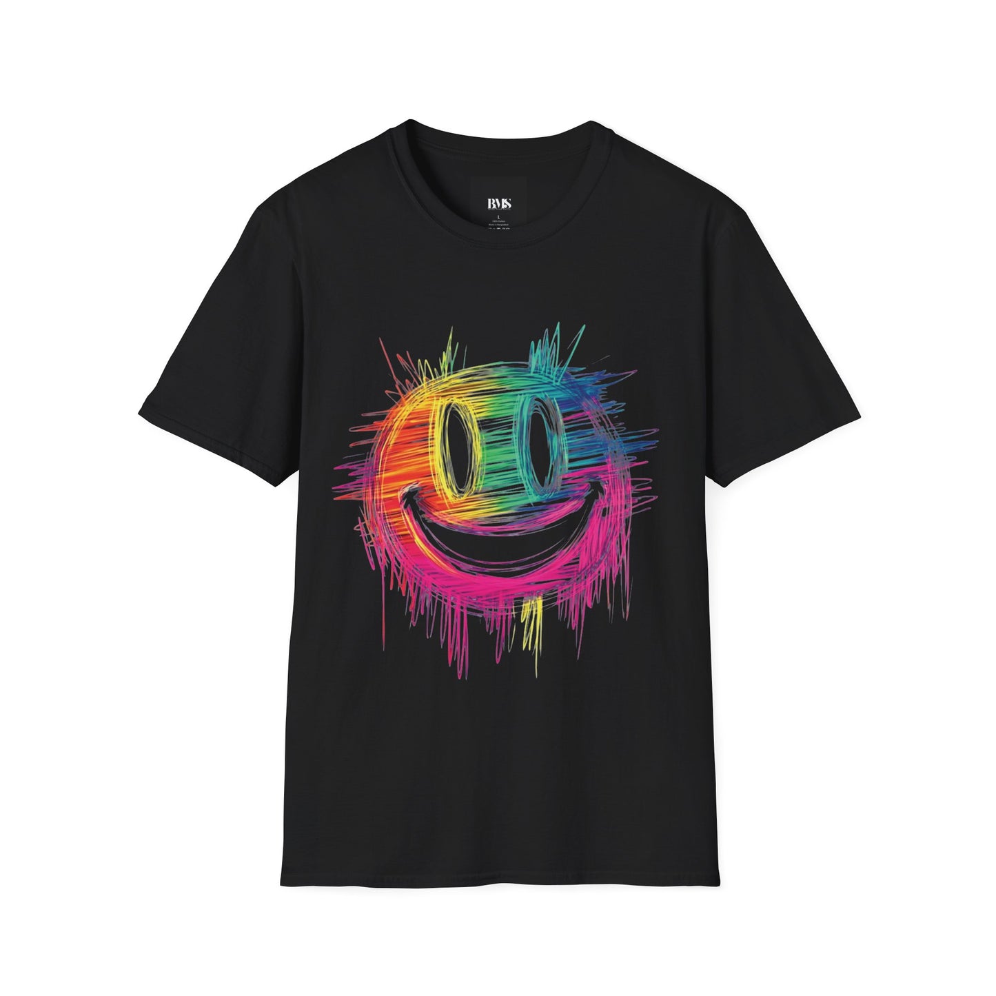 Smiling Colourful Face Graphic T-Shirt – Artistic Festival Streetwear Tee (UK Exclusive)