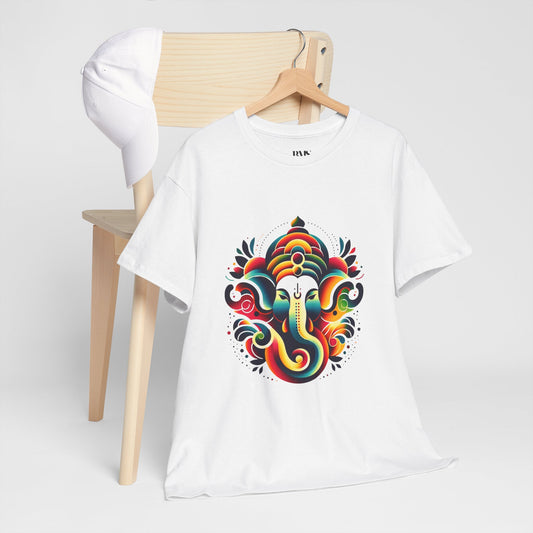 Exclusive White Unisex T-Shirt – Colorful Abstract Lord Ganesha Design
