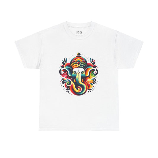 Exclusive White Unisex T-Shirt – Colorful Abstract Lord Ganesha Design