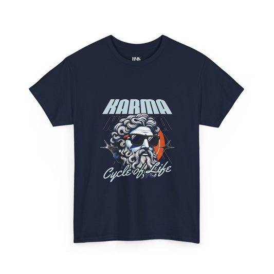Exclusive Navy Blue Unisex T-Shirt – “KARMA: Cycle of Life” Graphic Print