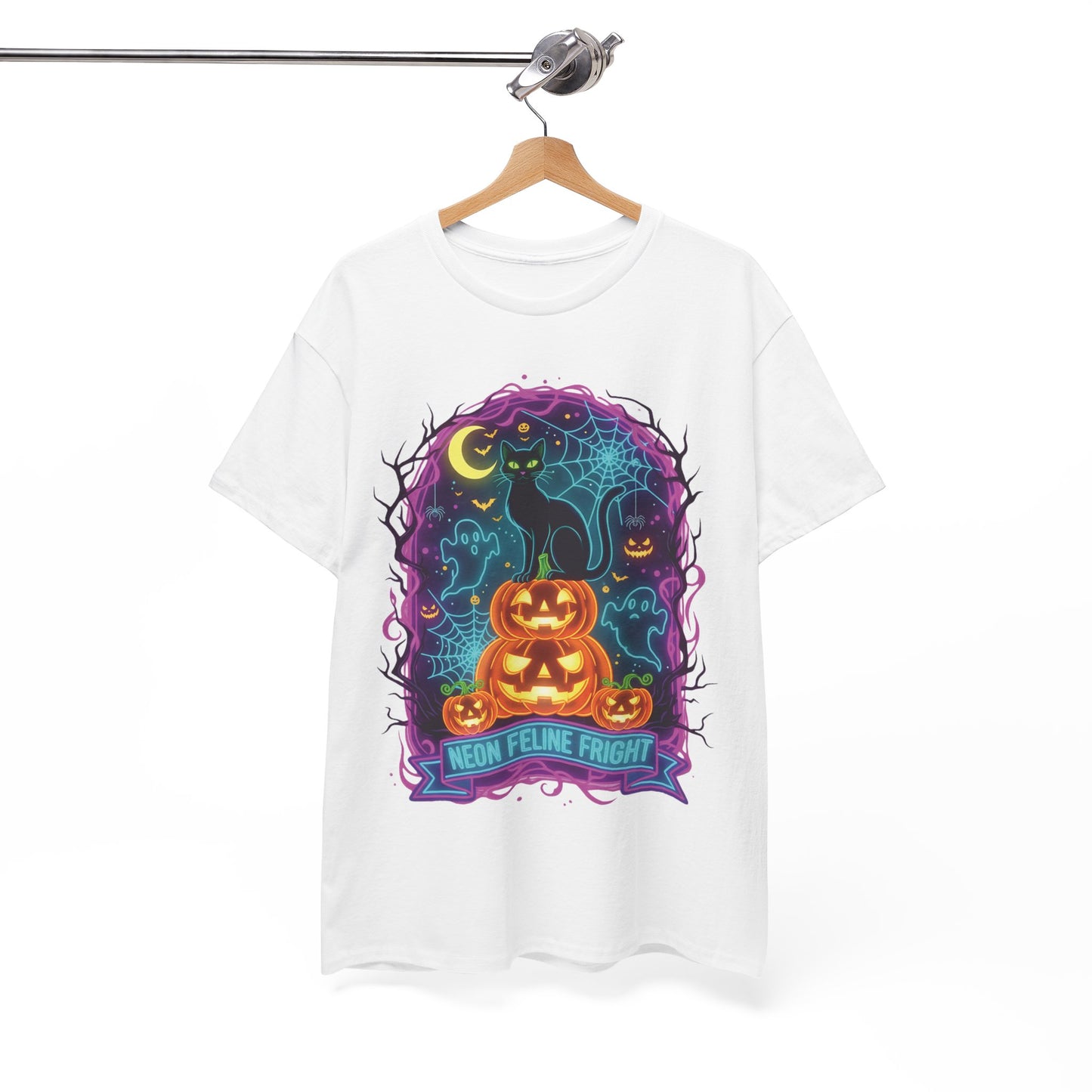 Neon Feline Fright Halloween T-Shirt | BMStyle UK | Unisex 100% Cotton Tee